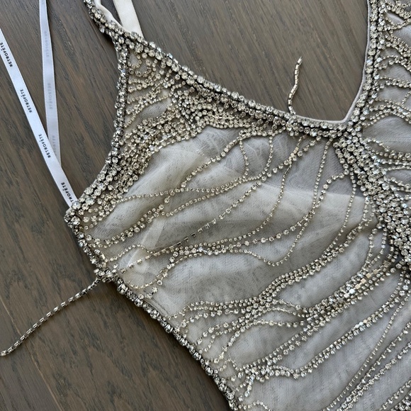 Retrofete IRINA White Crystal Rhinestone Embellished Maxi Dress - Size SMALL - Picture 10 of 15